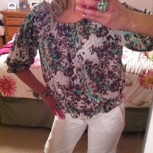 Sheer floral top. S/M